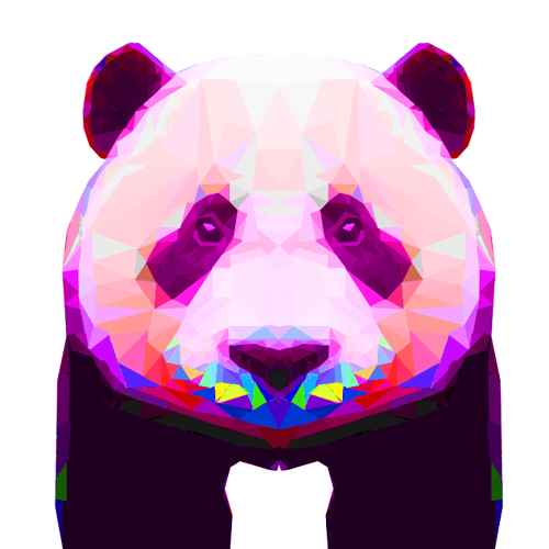 a panda with shading made from coloured triangles